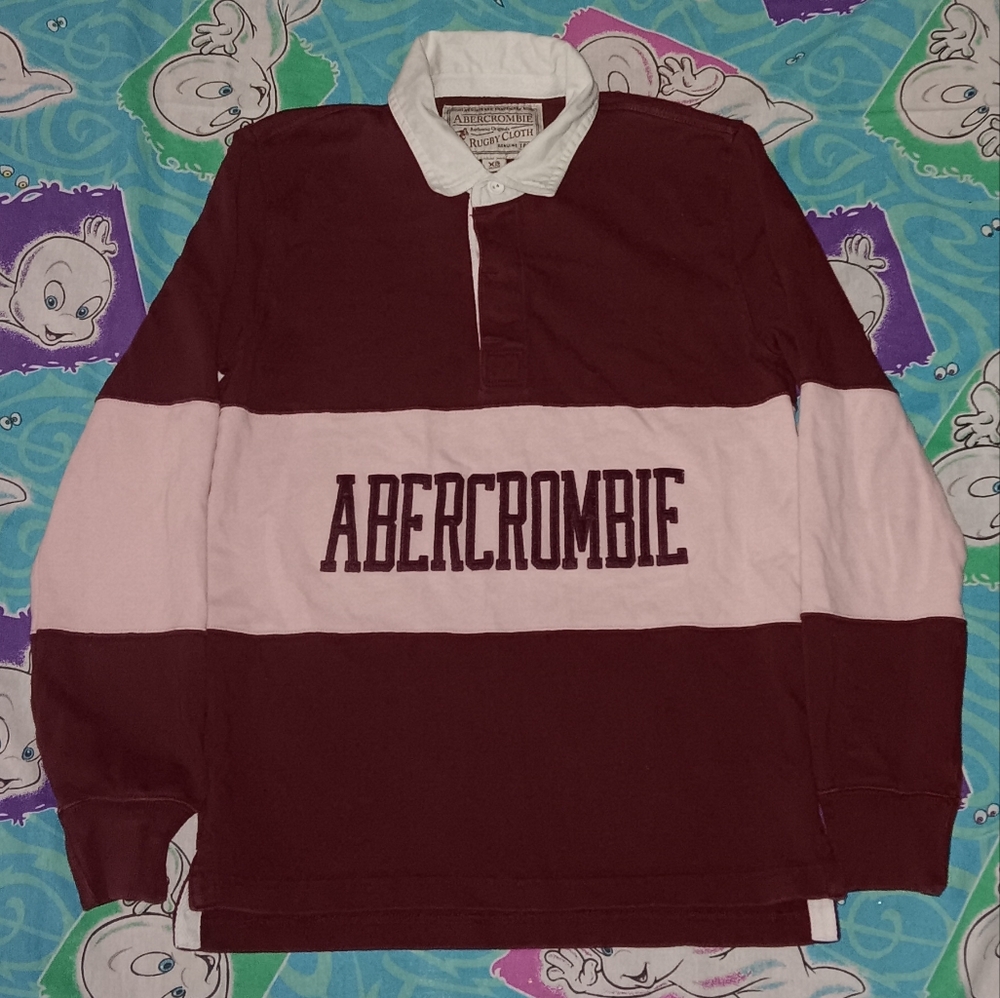 90s Abercrombie and Fitch Rugby Cloth Vintage Long Sleeve Polo Shirt